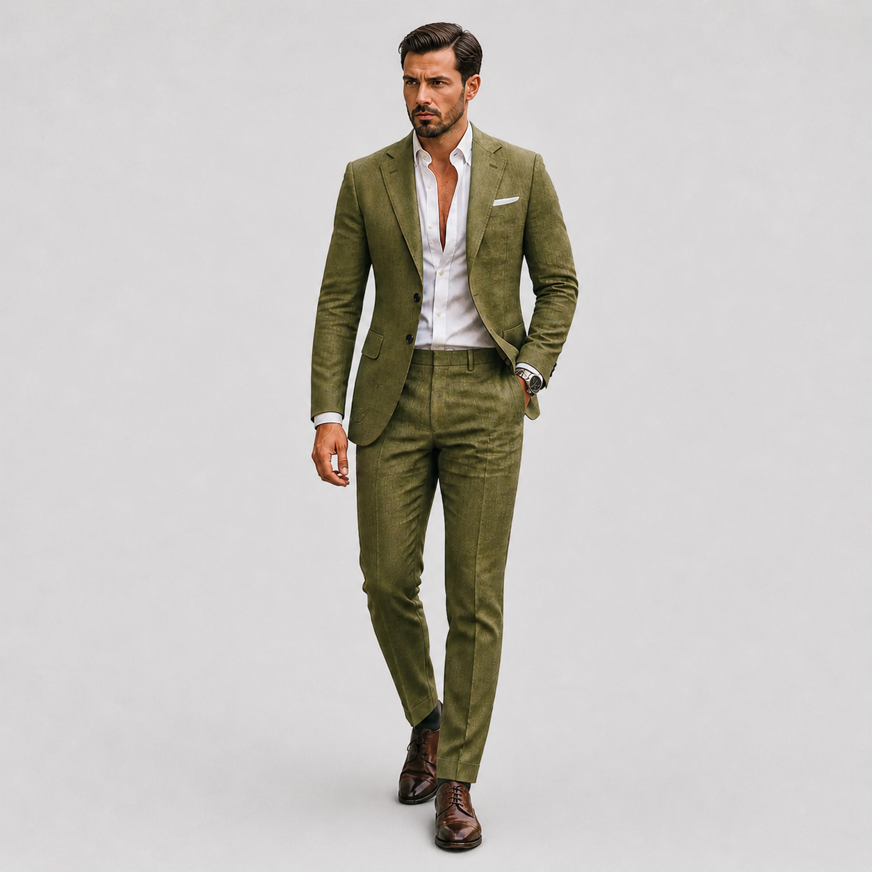 Herre Linnedjakkesæt Slim-Fit - Sommerlig Elegance - - Suits - {{ product_tags }
