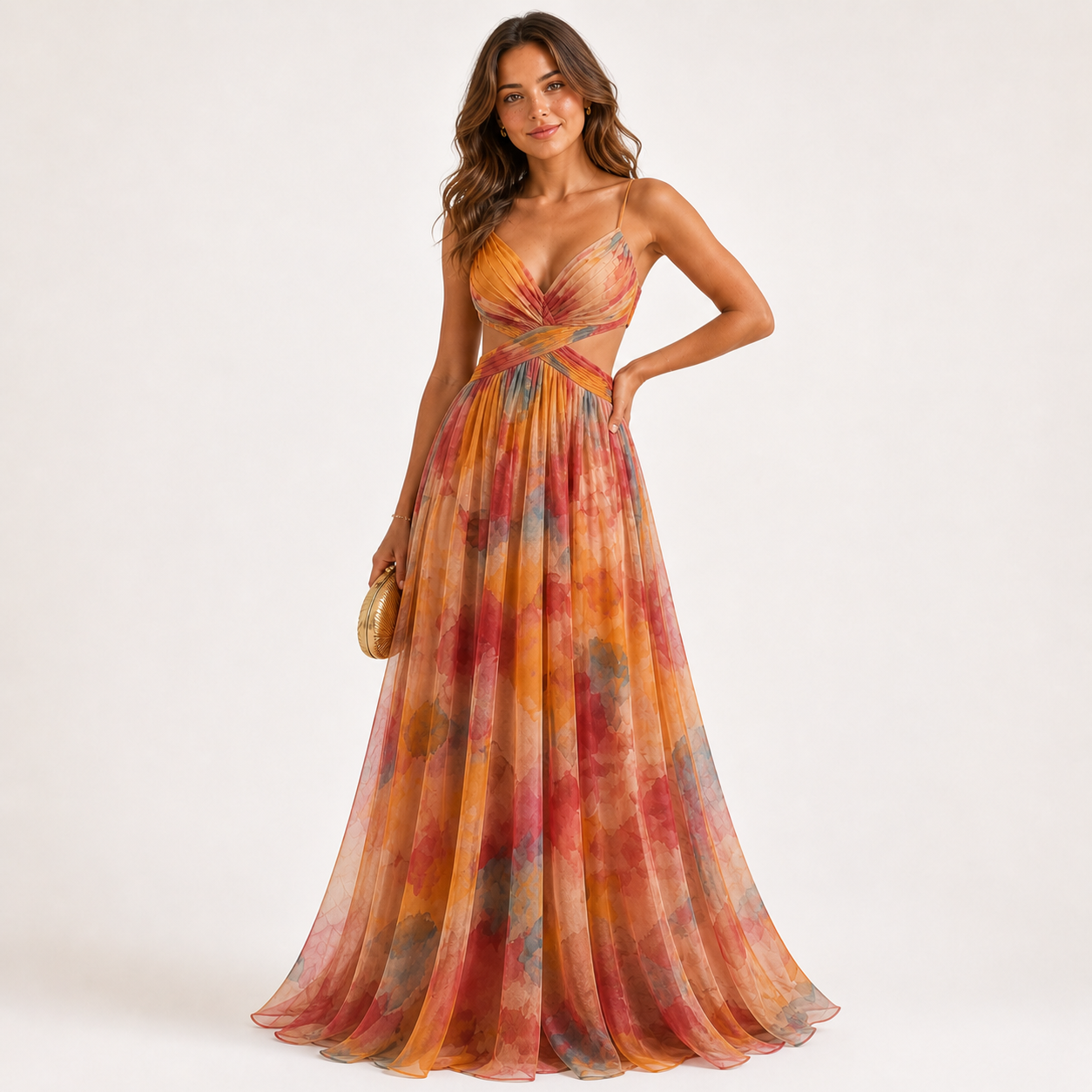 Floral Print Strappy Maxi Dress