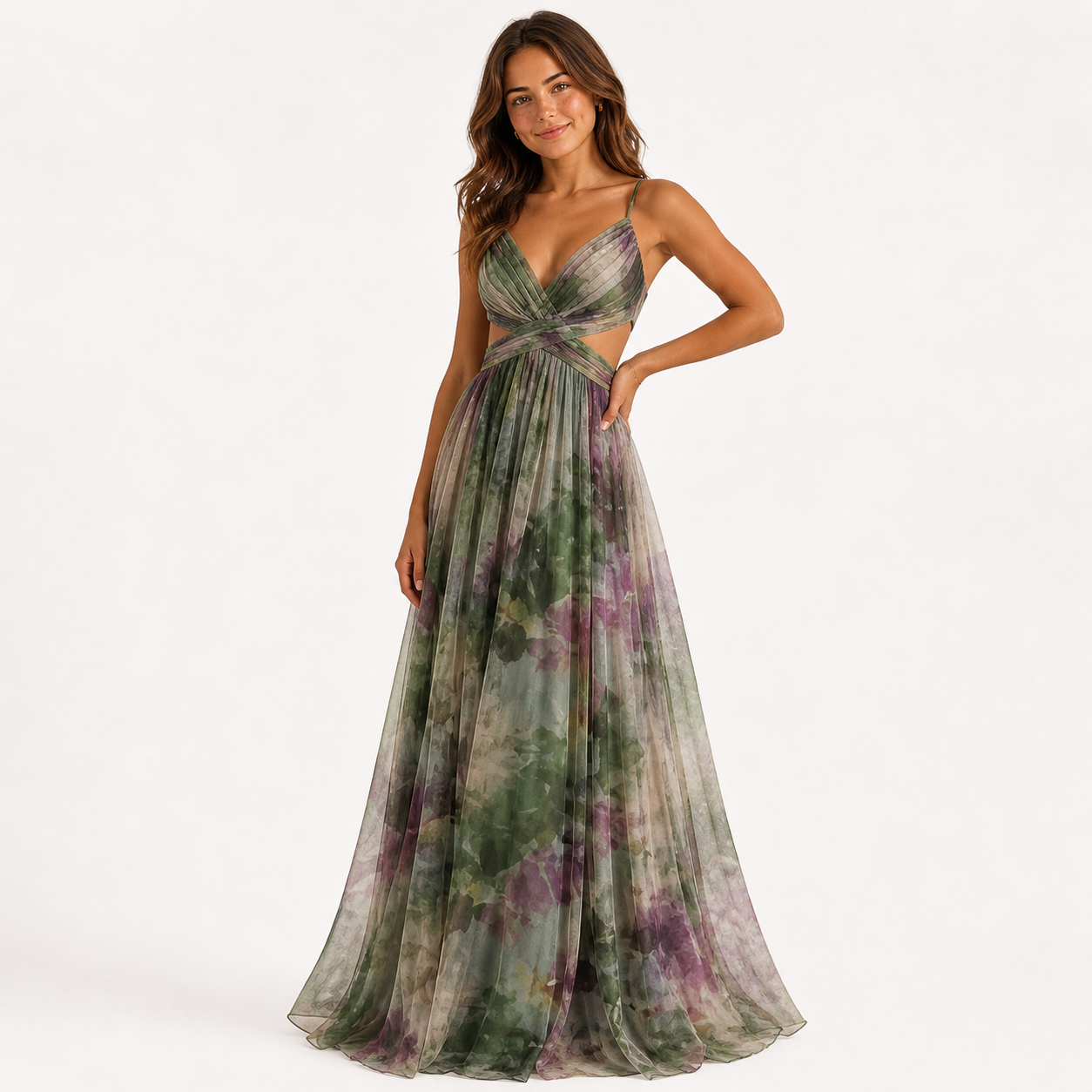 Floral Print Strappy Maxi Dress