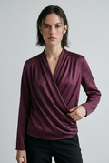 Cassandra – Elegant Draped V-Neck Blouse for Effortless Chic