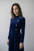 Natalia: Elegant A-Line Dress with Gold Accents