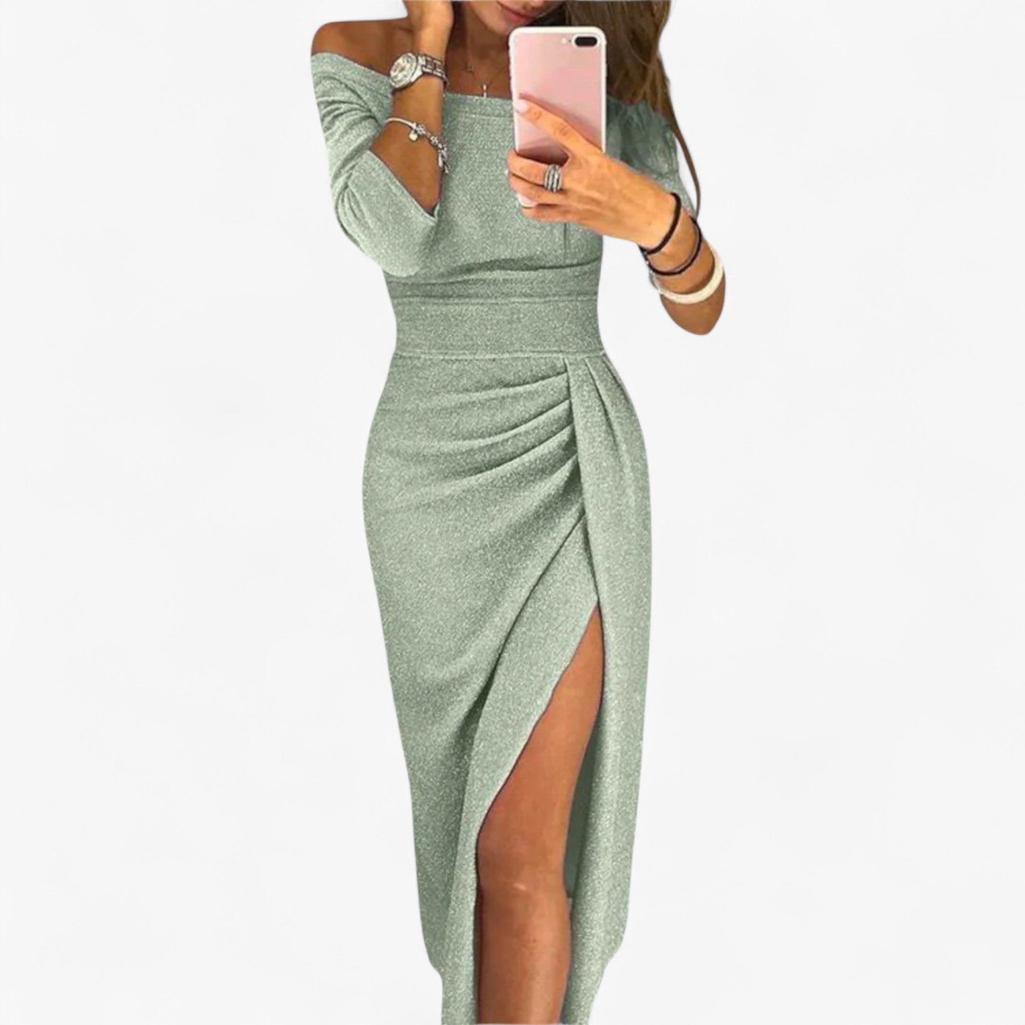 Glamorous Off-Shoulder Dress for a Timeless, Elegant Look