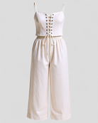 Alina | Kvinders Elegant Linned Sæt - Hvid - Kvinders sæt - {{ product_tags }