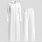 Valeria | Kvinders Elegant Sommer Sæt med Blusekjole og Bukser - Hvid - Kvinders tøj - {{ product_tags }