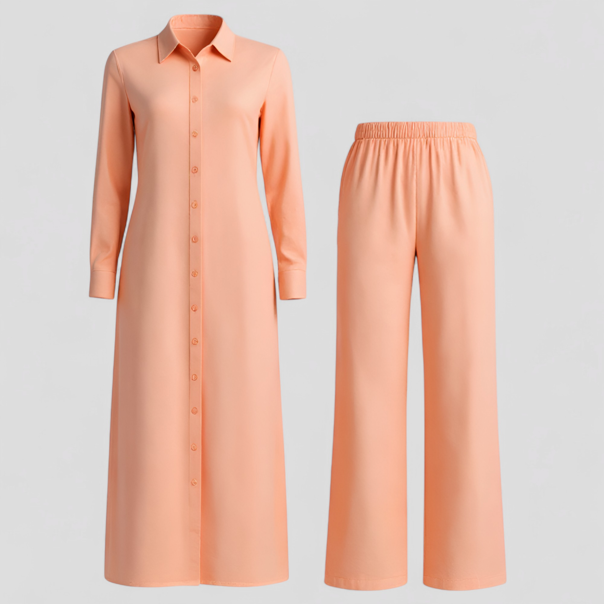 Valeria | Kvinders Elegant Sommer Sæt med Blusekjole og Bukser - Orange - Kvinders tøj - {{ product_tags }