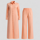 Valeria | Kvinders Elegant Sommer Sæt med Blusekjole og Bukser - Orange - Kvinders tøj - {{ product_tags }