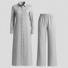 Valeria | Kvinders Elegant Sommer Sæt med Blusekjole og Bukser - Grå - Kvinders tøj - {{ product_tags }