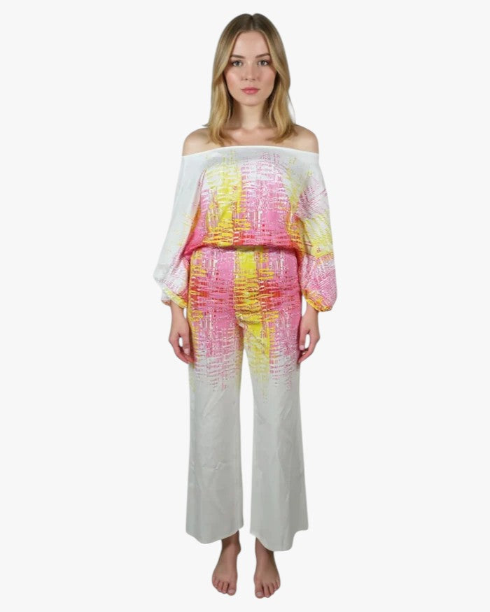 Jane | Kvinders Elegant Blomsterprint Bred Ben Dragt - - Kvinders tøj - {{ product_tags }