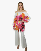 Jane | Kvinders Elegant Blomsterprint Bred Ben Dragt - - Kvinders tøj - {{ product_tags }