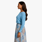 Lyra | Kvinders Blå Sweater og Blomster Nederdel - - Kvinders tøj - {{ product_tags }