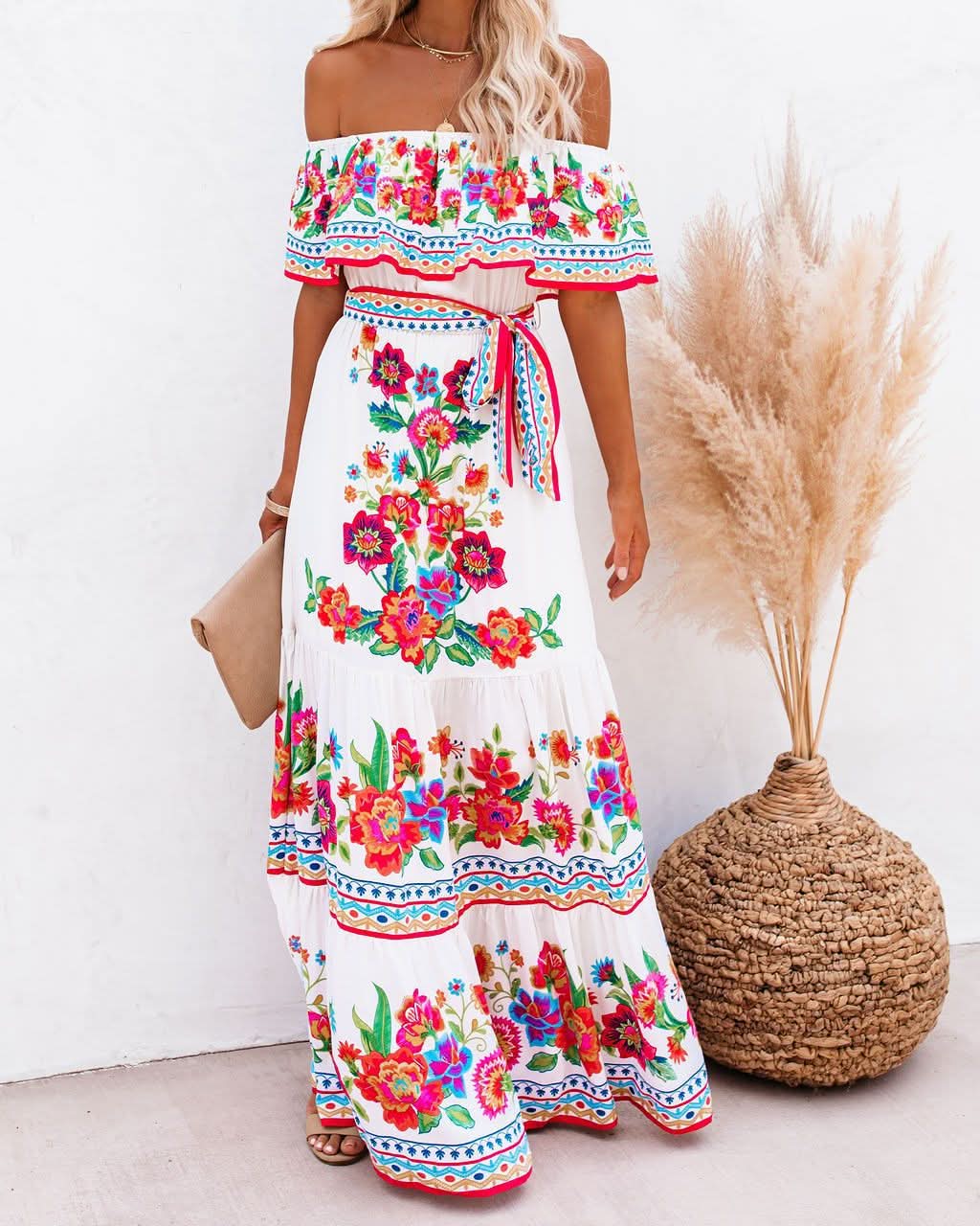 Women's Jacinta Patterned Tie-Waist Maxi Dress