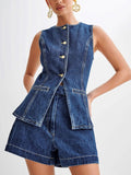 Women's Nova Denim Vest & Shorts Set — Effortless Denim Duo for