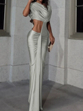 Women's Long Maxi Dress with High Waist and Irregular Design for a