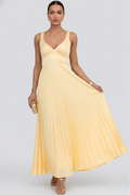 Women's Elegant Women’s V-Neck Pleated Maxi Dress