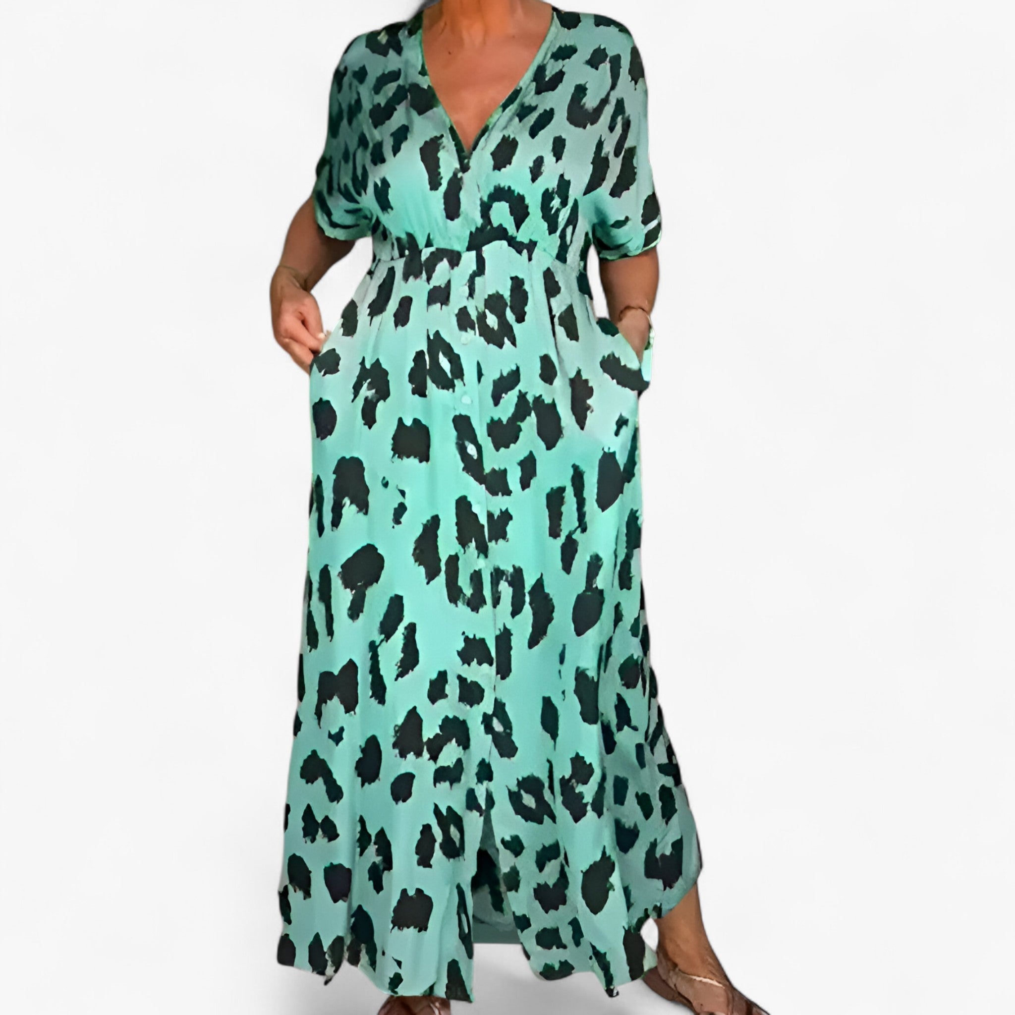 Women's Leopard Print Maxi Dress – Elegant, flattering and comfortable