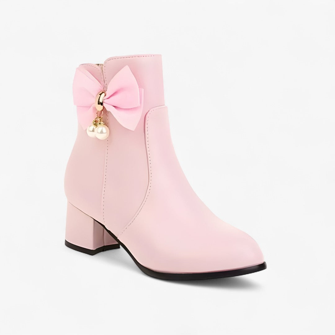 Chic Bow-Accent Heeled Ankle Boots for Plus Sizes