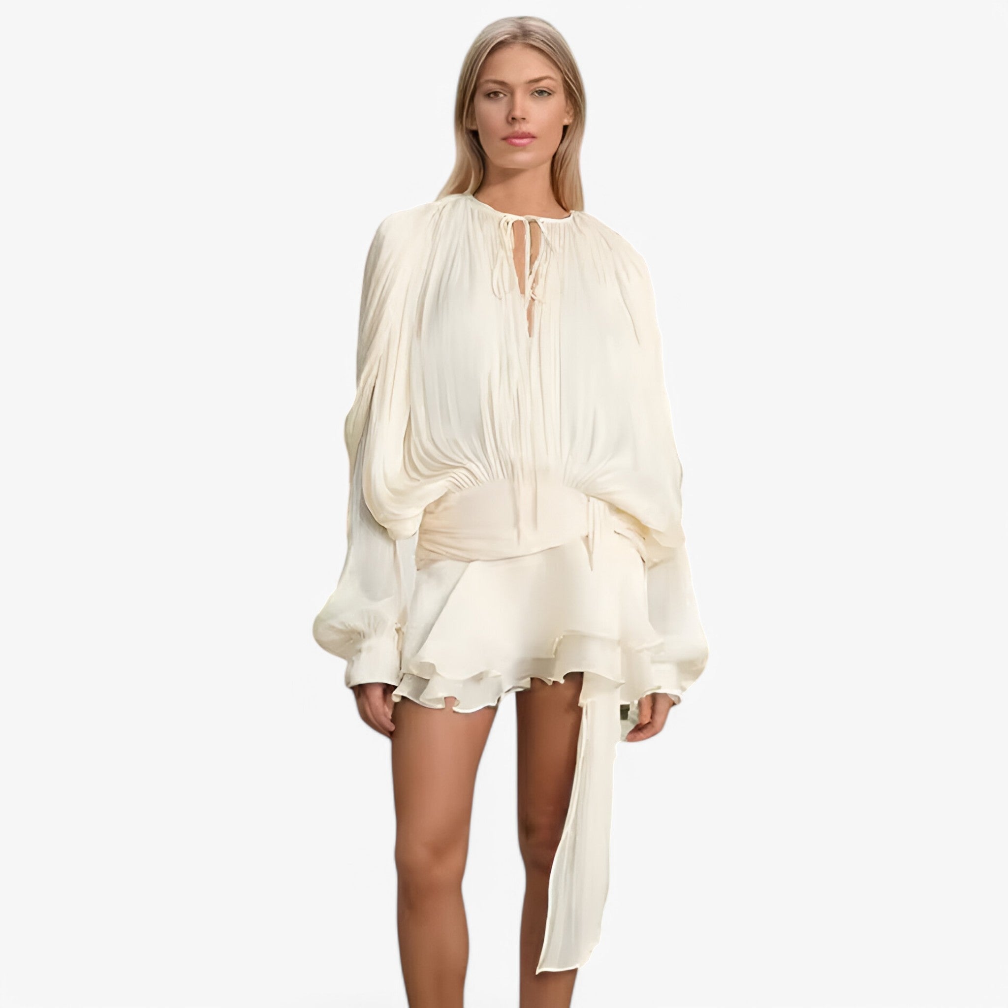 Women's Elegant dress with pretty ruffles and lantern sleeves