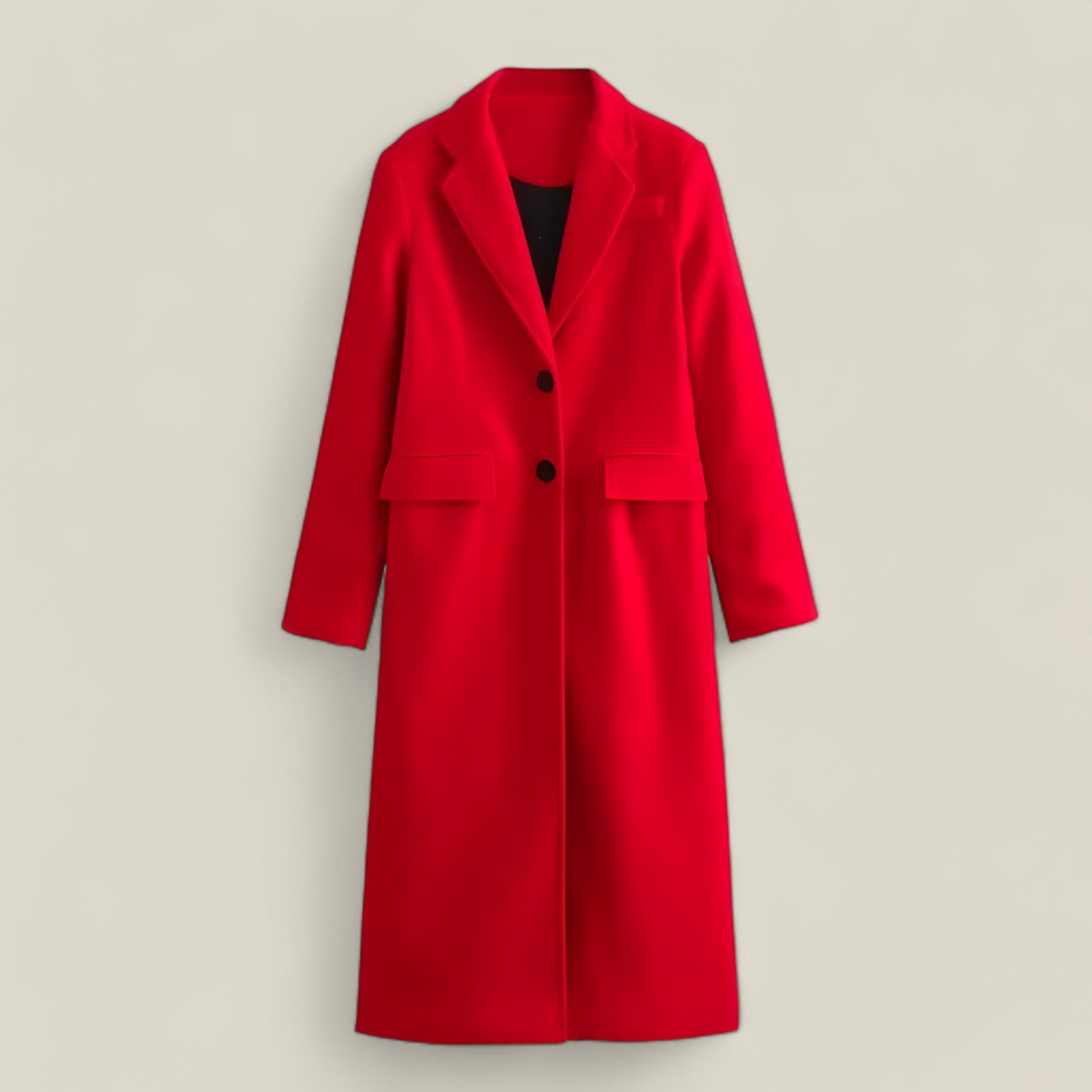 Elise | Manteau long rouge élégant - Chaleur stylée pour l'automne et l'hiver