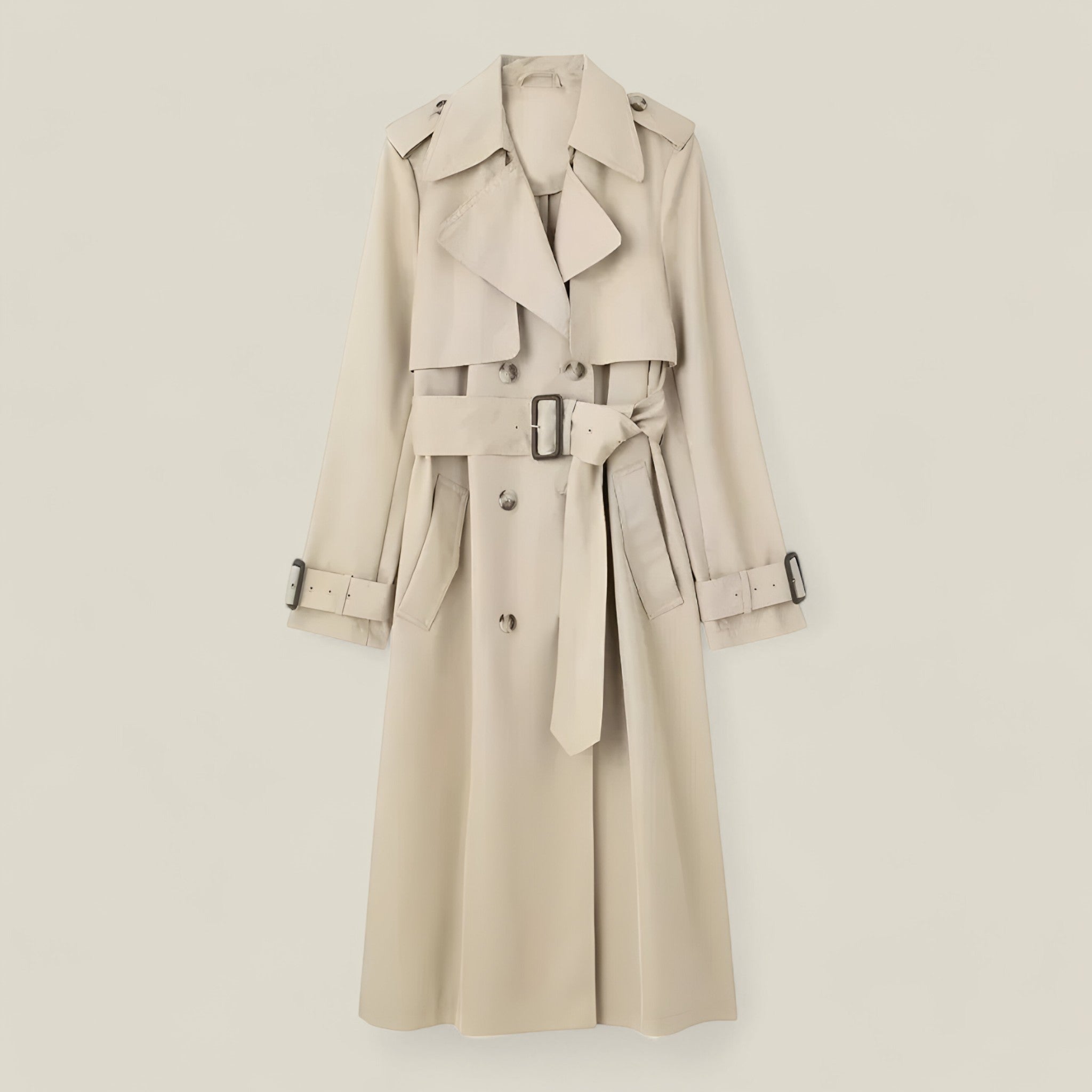 Cleda | Manteau Trench Slim pour Femme – Élégant Col Ceinturé Uni