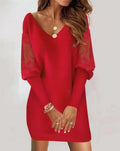 Women's Timeless Lace-Sleeve Comfort Dress for Everyday Elegance
