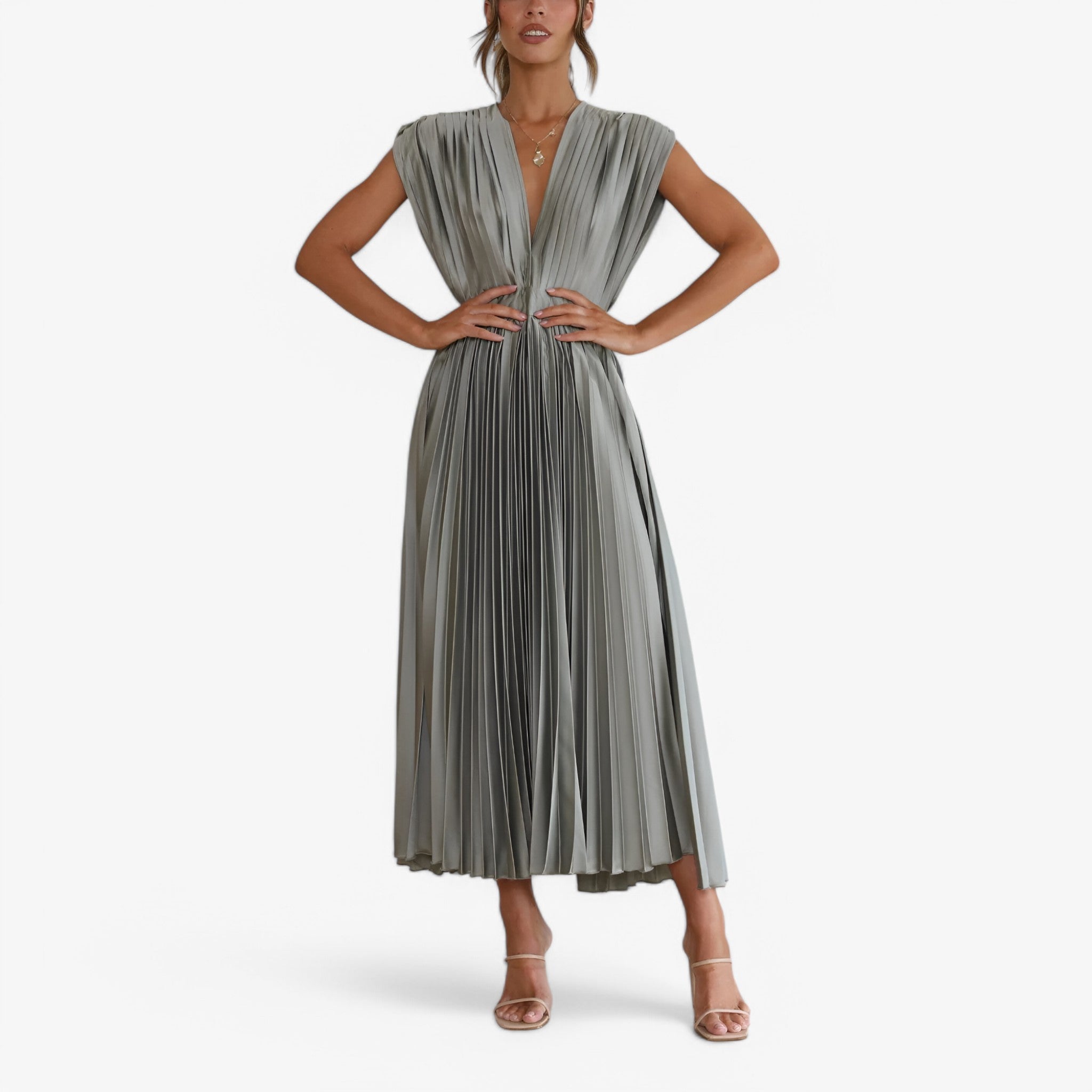 Elegant Maxi Pleated Dress - Effortlessly Comfortable and Stylish