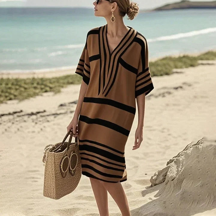 Women's Effortless, Flowy Striped Kaftan Dress