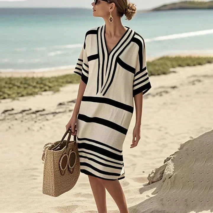 Women's Effortless, Flowy Striped Kaftan Dress