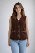 Women's Cozy Autumn Button-Down Vest, Short & Warm