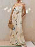 Women's Elegant Printed Linen Blend Maxi