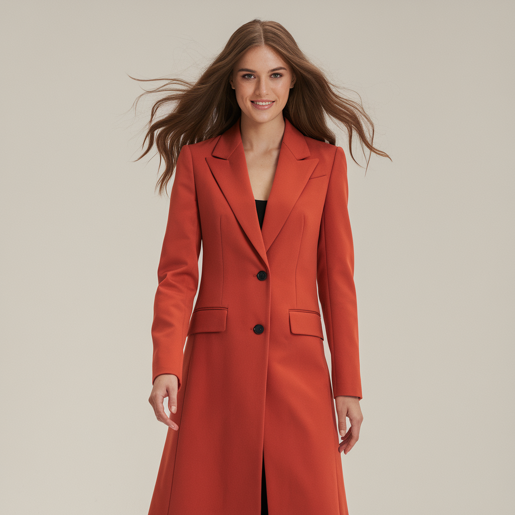 Elise | Manteau long rouge élégant - Chaleur stylée pour l'automne et l'hiver