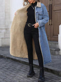 Women's Long Fleece-Lined Winter Coat - Single-Breasted Design