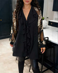 Women's Chic Lotus-Leaf Knit Relaxed-Fit Blouse
