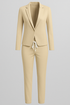 Amelie | Damen Blazer-Set med joggingbukser - Beige - Amelie | Damen Blazer-Set med joggingbukser- €25 - {{ product_tags }