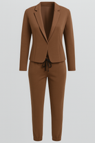 Amelie | Damen Blazer-Set med joggingbukser - Brun - Amelie | Damen Blazer-Set med joggingbukser- €25 - {{ product_tags }