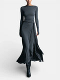 Naima — Elegant Maxi Dress with Side Knot Detail
