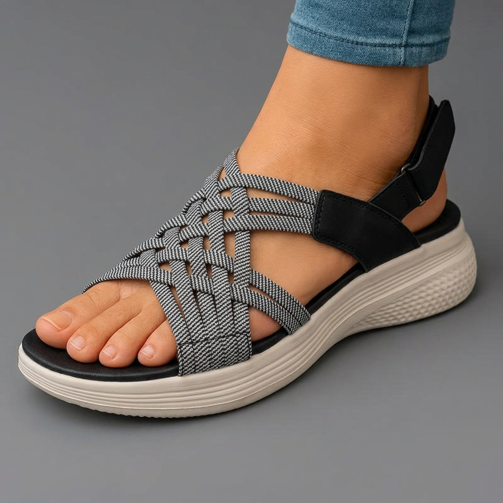 Women's Woven Strap Open-Toe Slingback Sandals