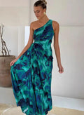 Women's Light and Elegant Sleeveless Pleated Dress with Off-Shoulder
