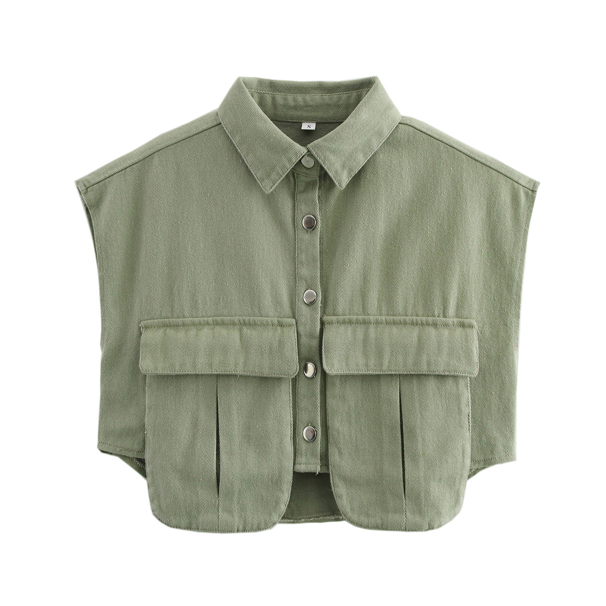 Lira Denim Pocket Vest with Turn-Down Collar