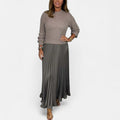 Women's Elegant Maxi Dress with Knit Sweater and Pleated Skirt