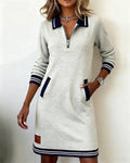 Women's Effortless Chic Long-Sleeve Cotton Dress