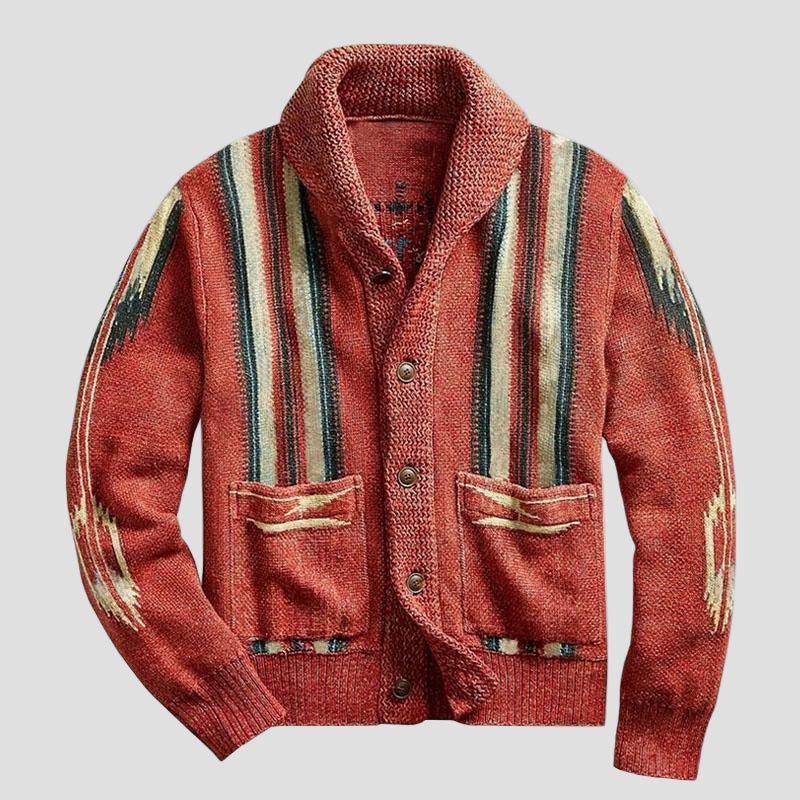 men Gebreide Adrian Vintage Jacquard Lapel Knit Cardigan Timeless Style, Cozy Comfort Vintage