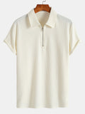 Men's Fit Ribbed Half-Zip Polo Shirt