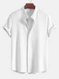 Men's Sleek Muscle-Fit Ribbed Stand Collar Shirt