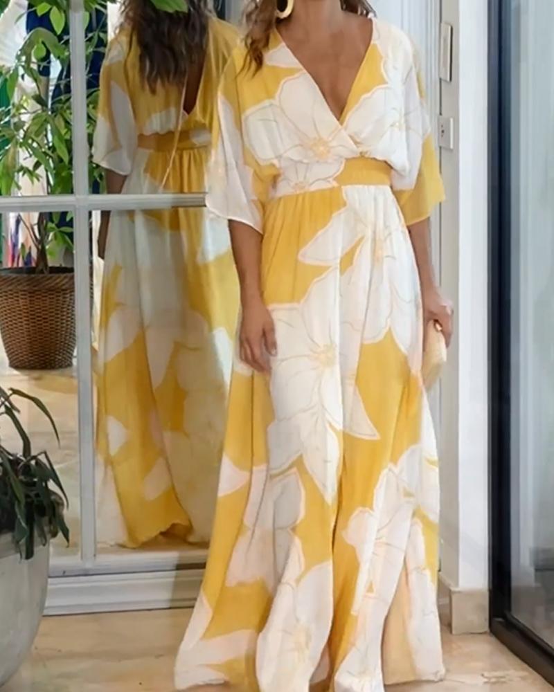 Women's Floral Harmony Dress: Festive Holiday Attire