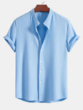Men's Sleek Muscle-Fit Ribbed Stand Collar Shirt