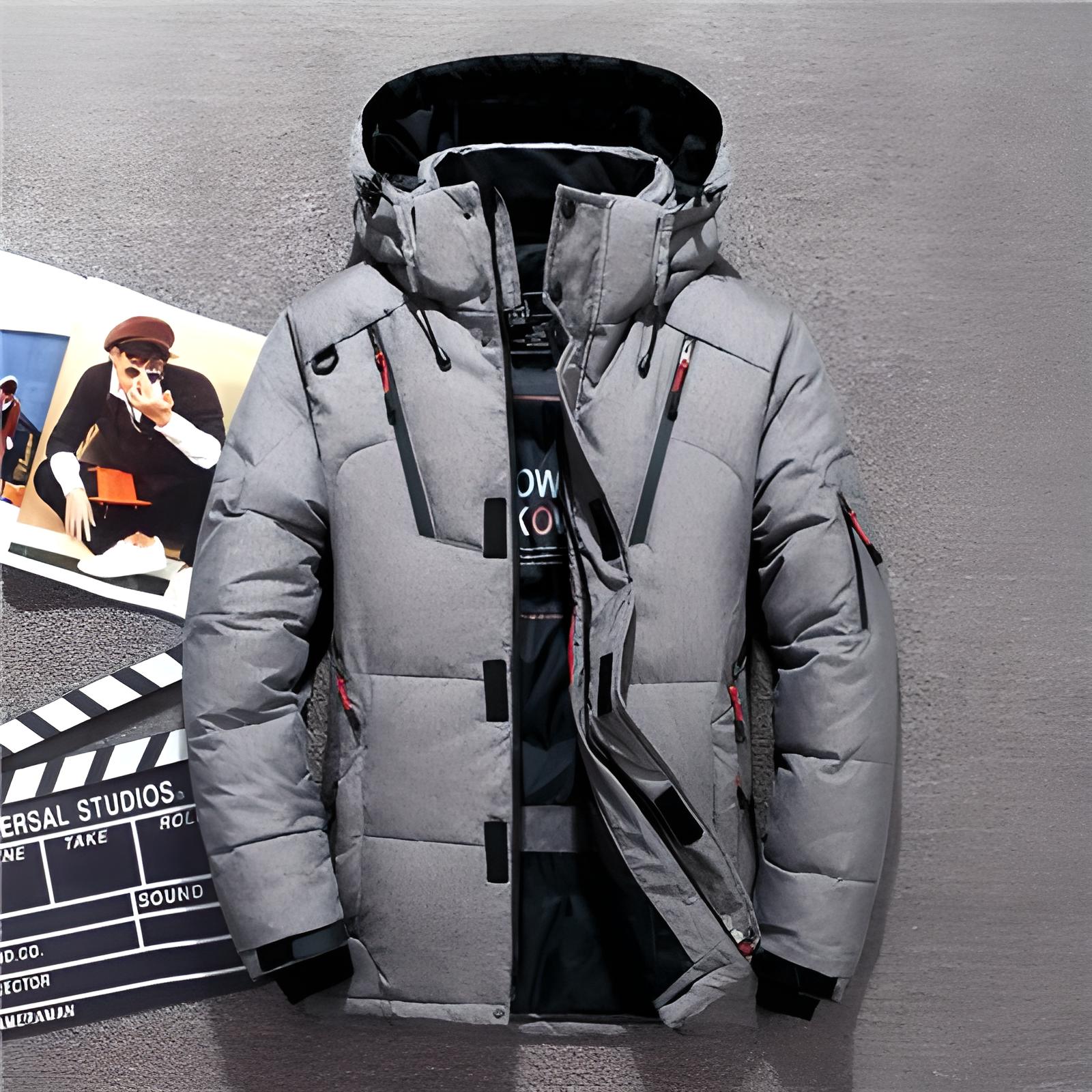 Men’s Hooded Puffer Jacket – Zip-Up Winter Coat