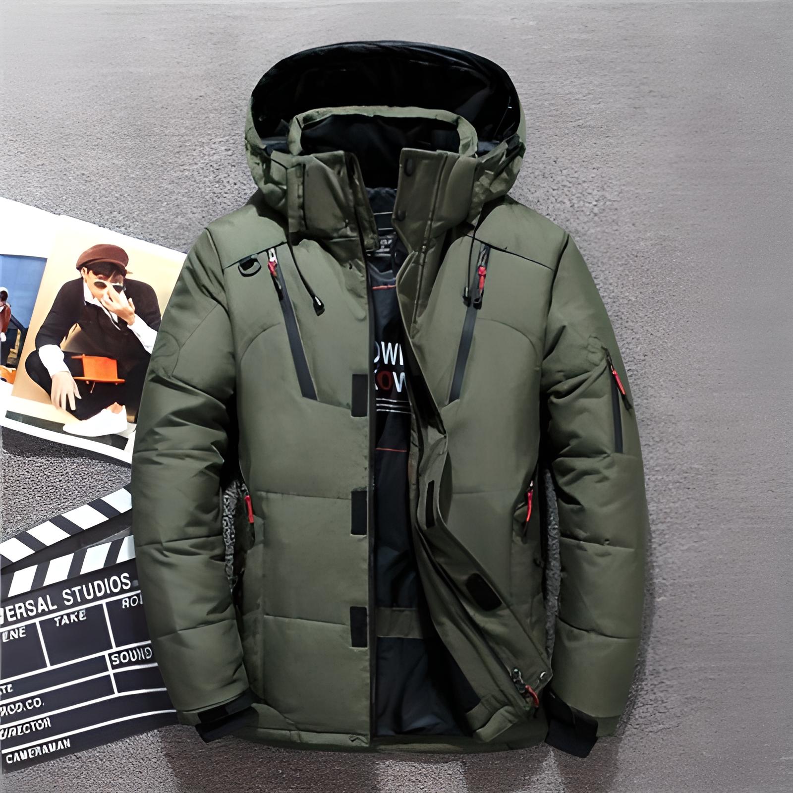 Men’s Hooded Puffer Jacket – Zip-Up Winter Coat